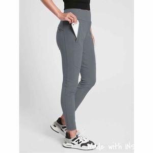 Athleta Women's Headlands Hybrid Trek Tights Leggings Grey Ankle Pockets 4